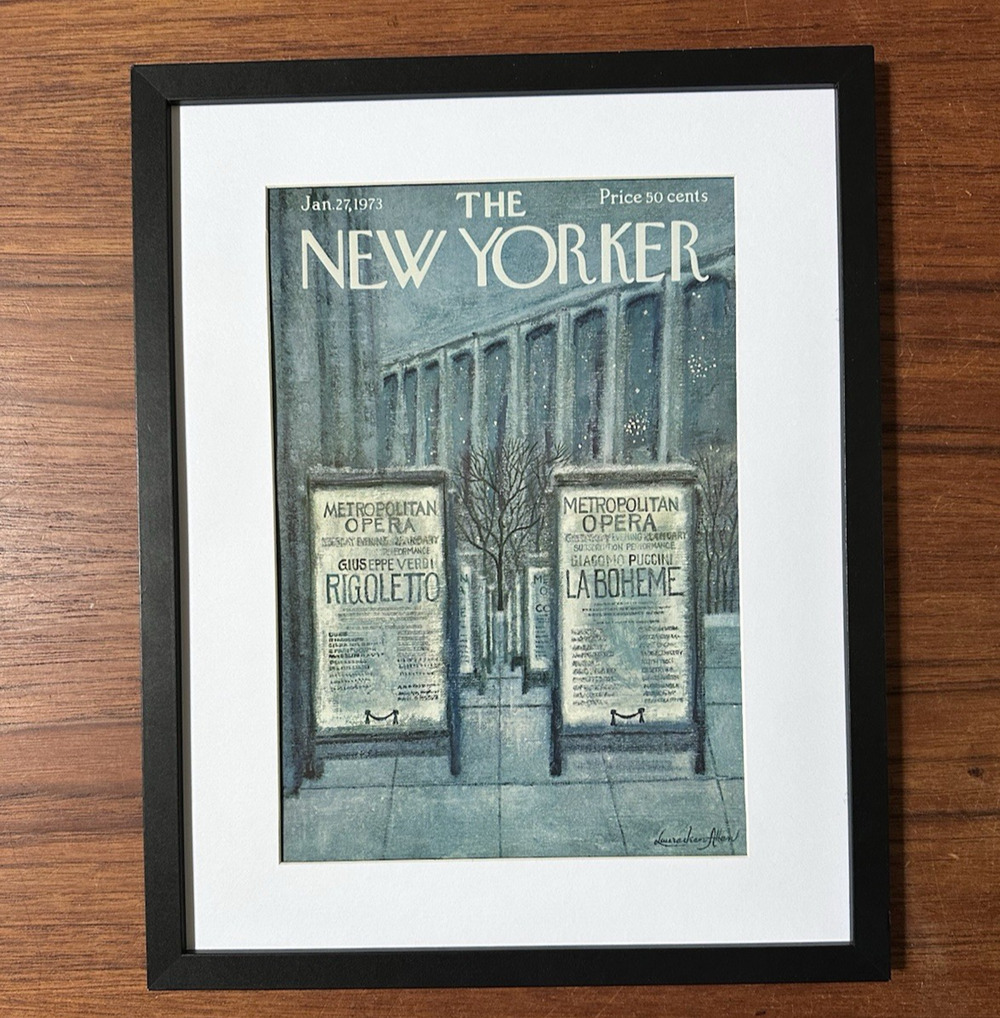 Framed 1973 The New Yorker Magazine Jan 27 Allen Met Opera